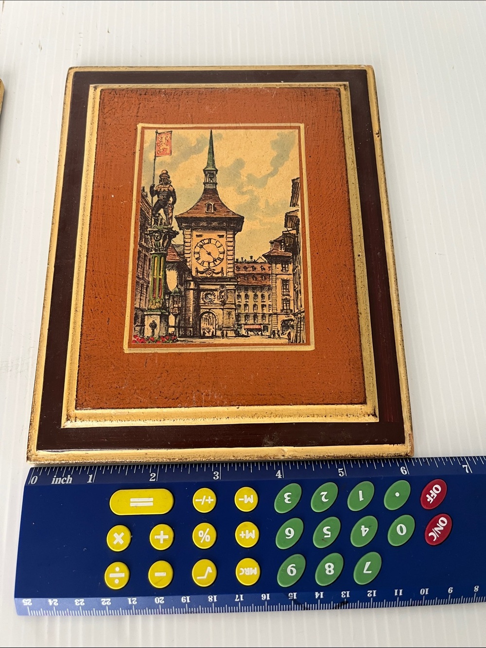 Vintage Small Wooden Frame of Clock Tower in Bern Switzerland - Picture 5 of 7